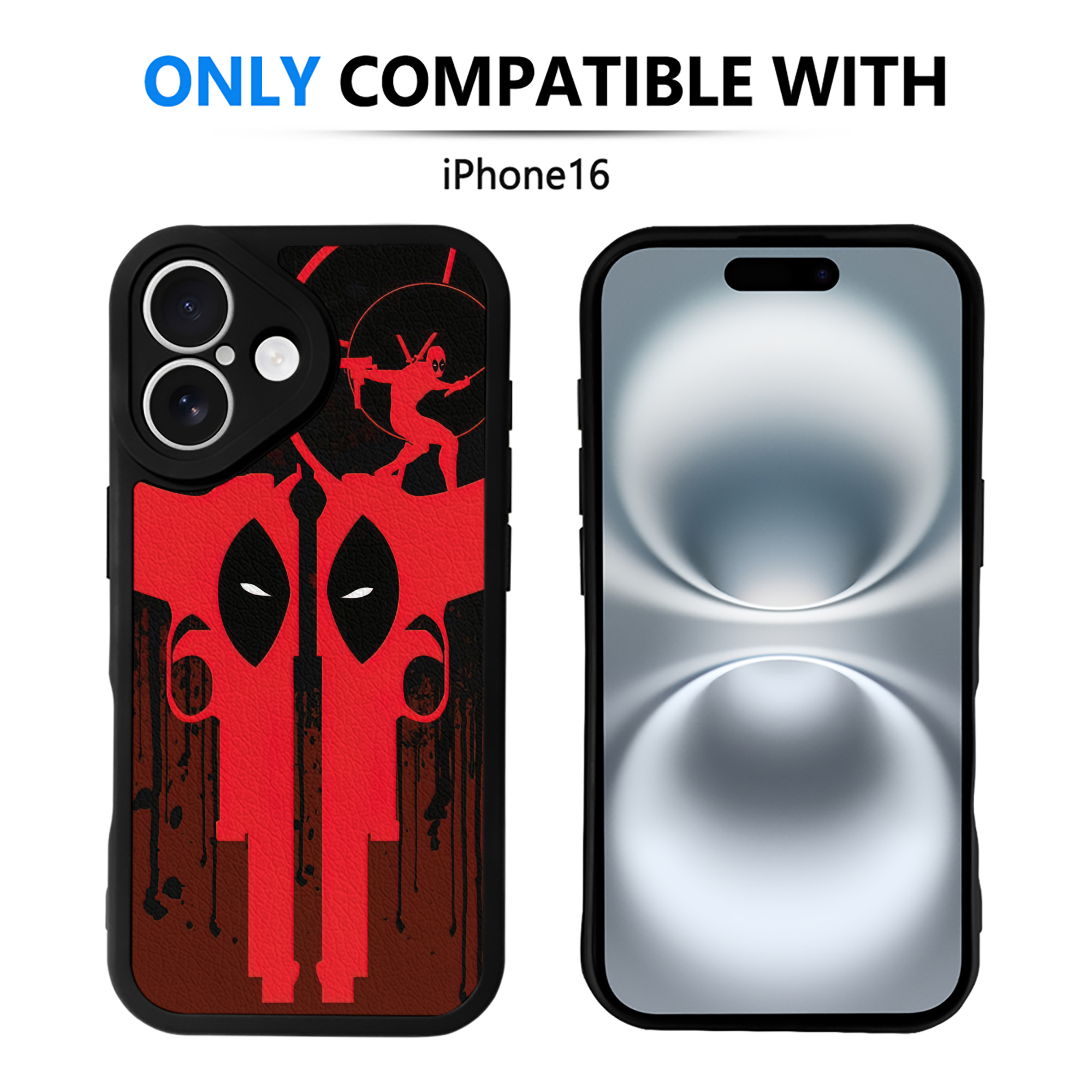 （画像用） Deadpool デッドプール 【iPhone 16シリーズ対応】シリコンスマホケース（レザー調） 材質：シリコン